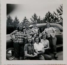 1950s Candid B&W Photo of Teenage Girls Camping picture