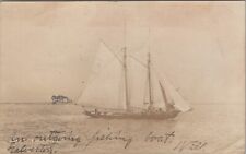 Postcard RPPC Texas TX Galveston 1906 Fishing Sailboat Zeva Edworthy Photo picture