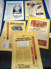 Five antique Parker Duofold fountain pen advertisement pages picture