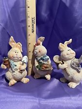 Bunny Rabbit Figurines Resin, Lot Of 3 CLEARANCE PRICE picture