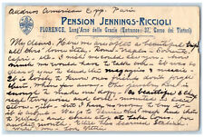 1911 Pension Jennings-Riccioli Lungarno Delle Grazie Florence Italy Postcard picture