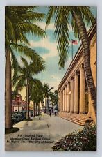Ft Myers Fl-Florida, Tropical View Open Air Post Office Antique Vintage Postcard picture