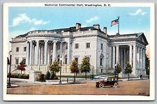 Memorial Continental Hall Washington DC Street View American Flag WOB Postcard picture
