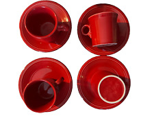 LOT 4 FIESTA RED FIESTAWARE HOMER LAUGHLIN COFFEE CUPS MUGS w saucers  O-RING picture