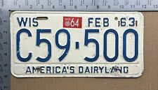1963 1964 Wisconsin license plate C59-500 YOM DMV Ford Chevy Dodge 15755 picture