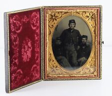 Three Union Soldiers 1860 Civil War Military Patriotic Flag Tintype Tintype picture