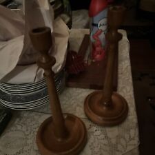Vintage Early Made Wood Candlestick Pair picture