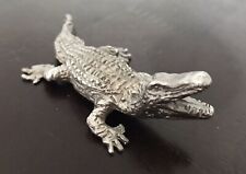 Pewter Alligator Gator Crocodile Swamp Florida Reptile Silver Figurine Statue Z picture