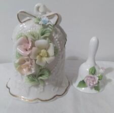 2 Vintage Floral Bells Porcelain Ceramic 5