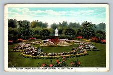 Wilkes-Barre PA Gardens Statue River Commons Pennsylvania c1928 Vintage Postcard picture