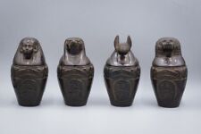 Set 4 Egyptian Art Canopic jars sons of Horus, dark brown made in egypt picture