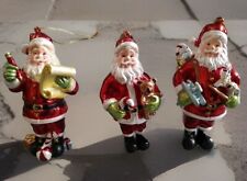 Set of 3 Santa Ornaments Charming Detailed List Toys Fun Resin Metallic 5