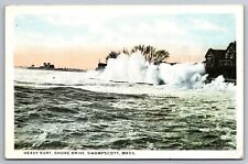 Heavy Surf, Shore Drive, Swampscott Massachusetts Vintage Postcard picture