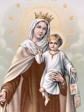 Vintage OUR LADY OF MOUNT CARMEL PRINT GOLD LITHO  #6012 by N G Basevi 1937 USA picture