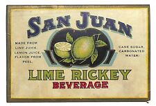San Juan Lime Rickey Beverage Label c1930's-40's Scarce picture