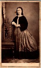 Young Woman in Unusual Dress and Shawl, c1860s CDV Photo, #2159 picture