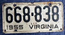 Vintage 1955 Virginia License Plate #668-838 picture