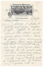 1927 Grand Hotel, Cincinnati, OH Cover & Handwritten Letter Hotel Stationery AA picture