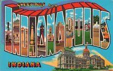 Greetings from Indianapolis Indiana Large Letter Postcard E126 picture