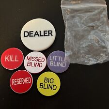 6 Pack Poker Button Set  (Dealer, Little & Big Blind Buttons, Reserved, Kill+) picture