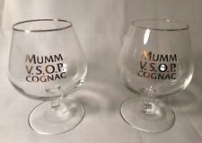 Pair of Vintage Mumm V.S.O.P. Cognac Snifter Glasses W/ Gold Rim 4-3/8