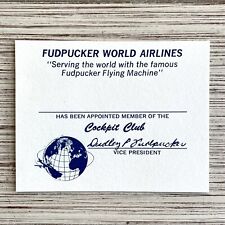 Fudpucker World Airlines COCKPIT CLUB CARD Vintage Original UNUSED 1970s picture