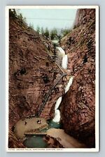 Cheyenne Canyon CO-Colorado, Seven Falls, Visitors, Rockies Vintage Postcard picture