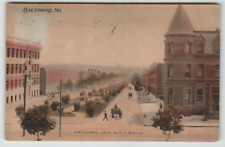 Postcard Vintage 1907 Street View of Broadway from North Ave. in Baltimore, MD. picture