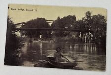 1911 Trask Bridge Man in Row Boat Durand Illinois IL DB Postcard picture