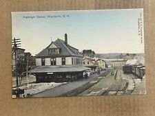 Postcard Woodsville NH New Hampshire Train Station Railroad Depot Vintage 1910 picture