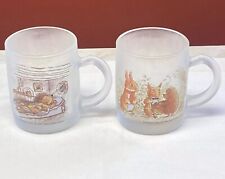 2 Vintage 1985 Foxwood Tales Glass Mugs Cynthia Brian Paterson 9oz Frosted picture