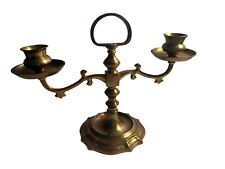 Unique Vintage 2 Tier Ornate Solid Brass Candle Holder Table Decor w/ Carry Ring picture