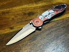 2010 BUCK USA 297 Artistic Sirus Gothic Skulls Folding Knife 420HC Discontinued picture