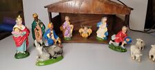 Vtg 12 Piece Nativity Set With Stable. Hand Painted In Italy. Chalkware. Xmas. picture