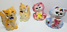 TWO Vtg 1950s CUTE KITTY CAT SALT SHAKER SETS Hand Painted JAPAN PORCELAIN picture