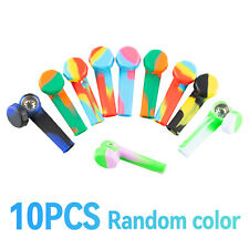 10x Mini 3.4'' Silicone Smoking Hand Pipe W/ Metal Bowl & Cap Lid Pocket Pipe US picture