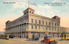 Marysville California c1910 Postcard Western Hotel Rebuilt 1911-12 picture