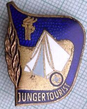Pin Badge - Young Tourist - Communism Propaganda East Germany - Bronze Enamel picture