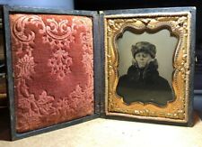 c 1860 ambrotype photo Young man in fantastic winter gear fur coat and hat picture