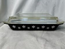 Vintage Pyrex Black Snowflake 1 1/4 Qt Casserole Baking Dish with Lid 548 #41 picture
