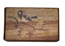 Double Sided 1930s Vintage Japanese Marquetry Wood Inlay Puzzle Box  House Bird picture
