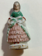 Vintage Made in Japan Ceramic Colonial Figurine Woman Lady Pink Green Dress picture