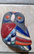 Xochiquetzal Mexican Folk Art Deco Ceramic Owl Vintage  4