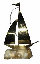YOSI BRASS SAILBOAT SCULPTURE Vintage signed 9” Tall picture
