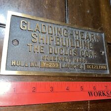 GLADDING-HEARN SHIPBUILDING THE DUCLOS CORP PLAQUE, Rare Somerset MASS. picture