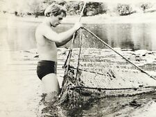 1972 Handsome Young Man Trunks Bulge Guy Fisherman river Gay int Vintage Photo picture