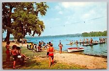 Conesus Lake New York NY Beach Shoreline Boats Pier Dock Vintage UNP Postcard picture