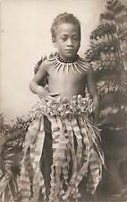 Handsome Samoan Prince Boy native Real Photo Post Card RPPC Teeth Necklace rare picture