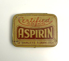 Vintage Certified Aspirin Medicine Pocket Tin 12 Tablets 5 Grains Each picture