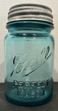 Vintage blue BALL Perfect Mason Jar w/ lid picture